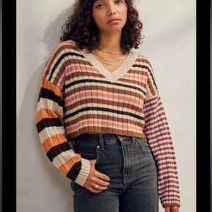 Urban Outfitters BDG Mixed Stripe V‎ Neck Sweater